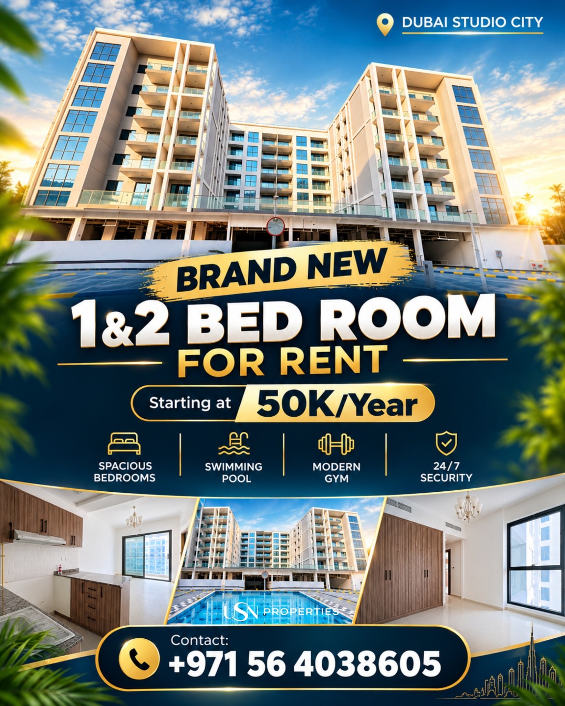Brand New 1 & 2 Bedroom Apartments for Rent | Dubai Studio City | Full Building - 1