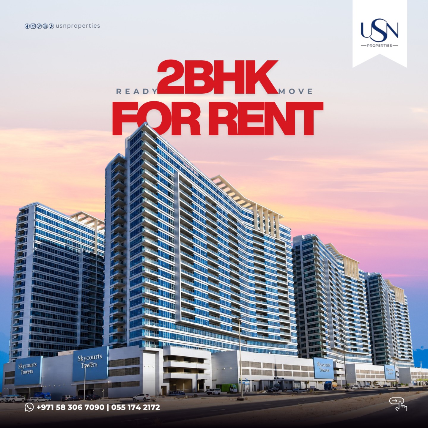 Spacious 2BHK Apartment for Rent in Skycourts Towers, Dubailand