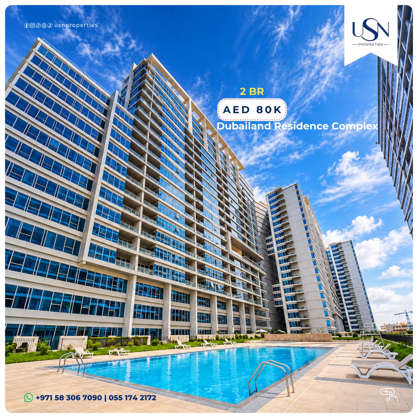 Spacious 2BHK Apartment for Rent in Skycourts Towers, Dubailand - Thumbnail 2